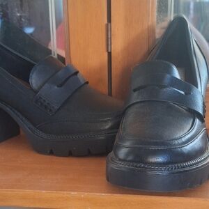 MIA Black Chunky Heel Loafers